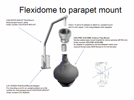 NPT-PMT-RF-AD Flexidome Pipe Mount to Roof/Parapet Mount Adapter